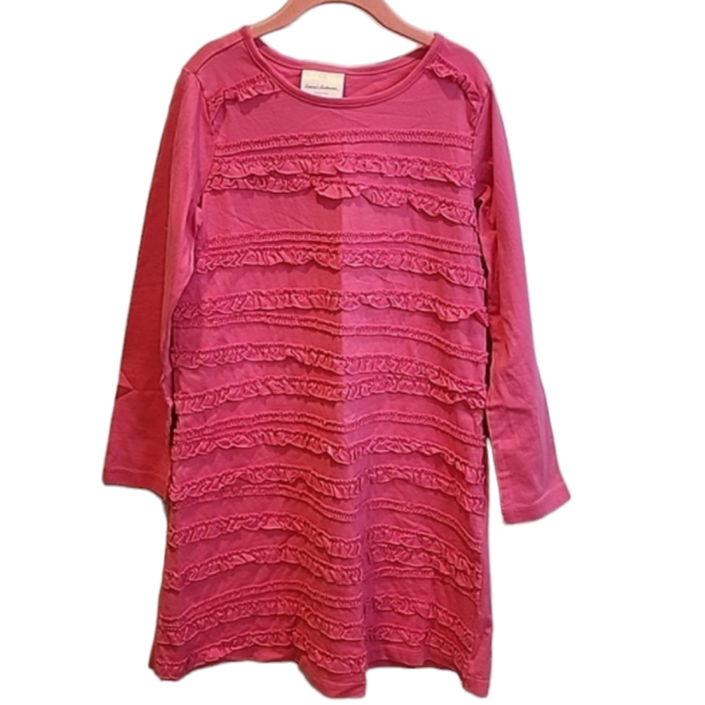 Hanna Andersson Pink Ruffle Long Sleeve Dress 130